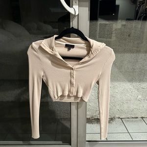 Long sleeve button up crop top